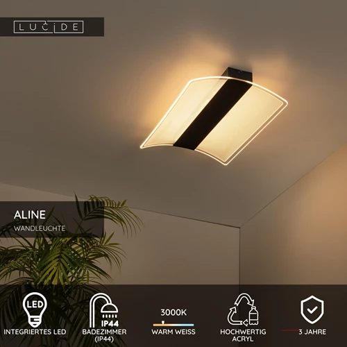Lucide ALINE - Wandleuchte Badezimmer - LED - 1x12W 3000K - IP44 - Transparent - USP